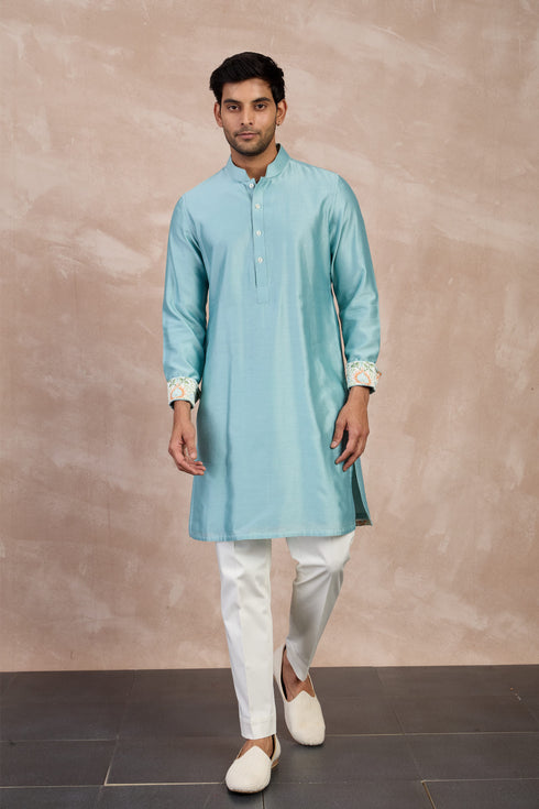 Plain Chanderi Straight Kurta Set