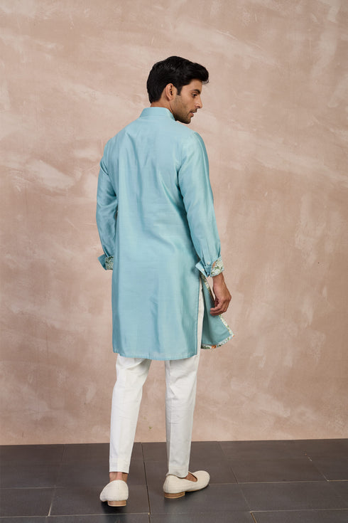 Plain Chanderi Straight Kurta Set