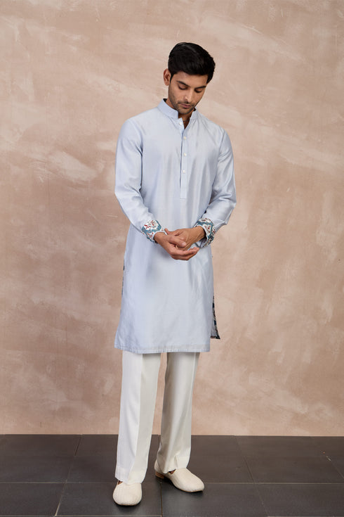 Plain Chanderi Straight Kurta Set