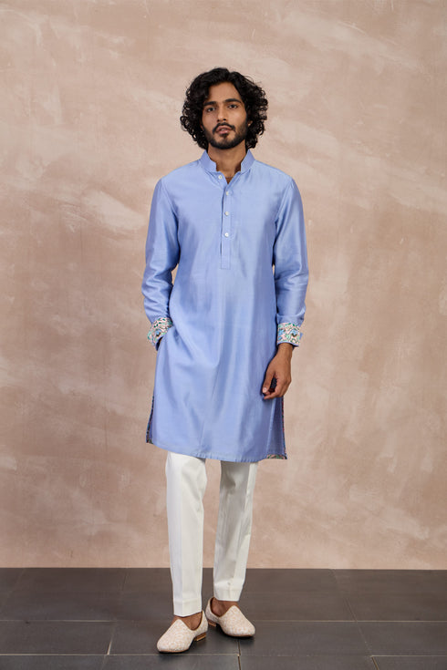Plain Chanderi Straight Kurta Set