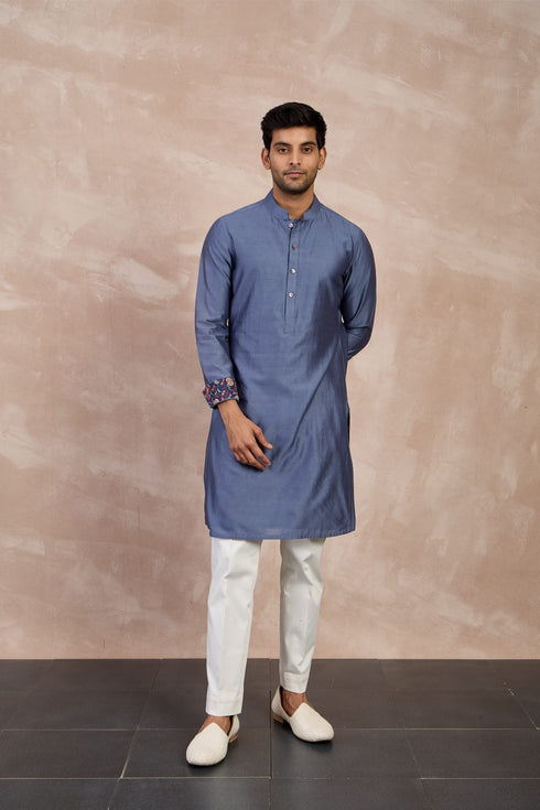 Plain Chanderi Silk Straight Kurta Set
