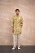 Mustard Big Flower Linen Kurta Set