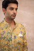 Mustard Big Flower Linen Kurta Set