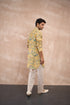 Mustard Big Flower Linen Kurta Set