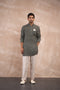 Olive Honeycomb Linen Kurta Set