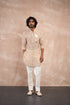 Off White Delicate Flower Linen Kurta Set