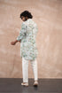 Powder Blue Big Flower Linen Kurta Set