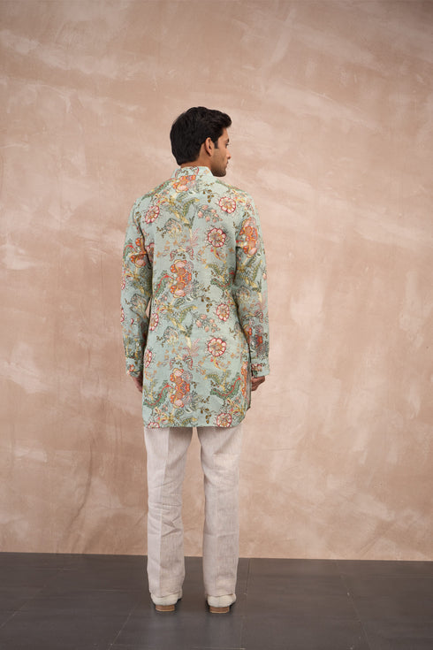 Sea Green Zaal Linen Kurta Set