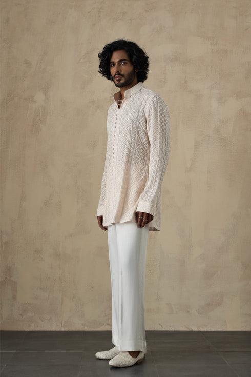 Vertical Dori Full Lupi Button Kurta Shirt Set