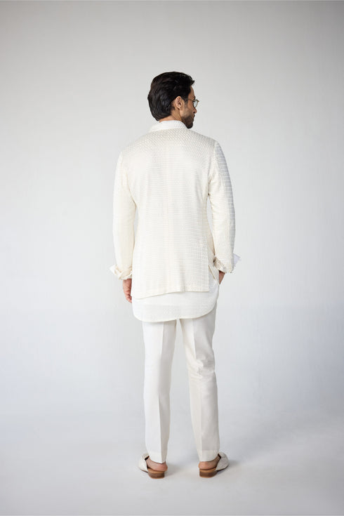 RTW-Poppy Bandhgala with Shirt Collar Kurta Set