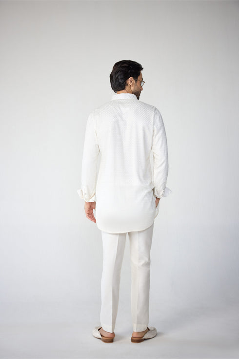 RTW-Poppy Bandhgala with Shirt Collar Kurta Set