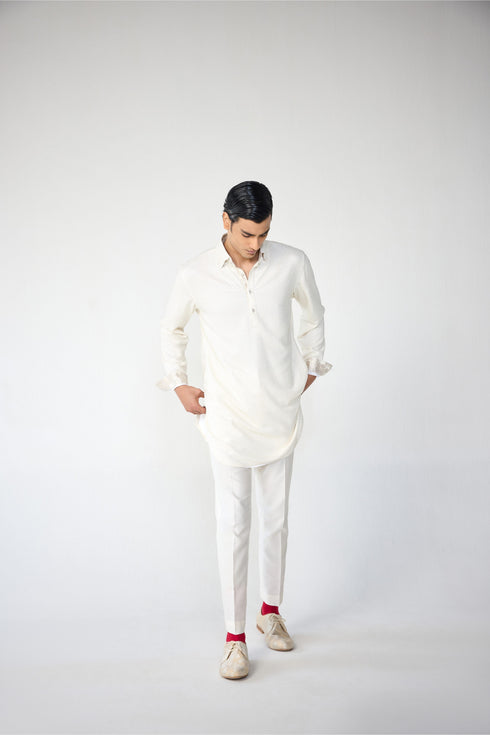 RTW-Square Bandhgala with Shirt Collar Kurta Set