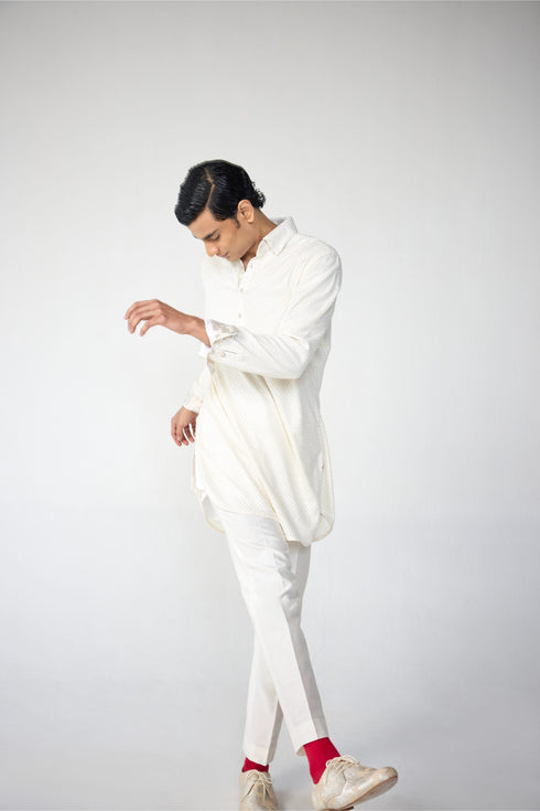 RTW-Square Bandhgala with Shirt Collar Kurta Set